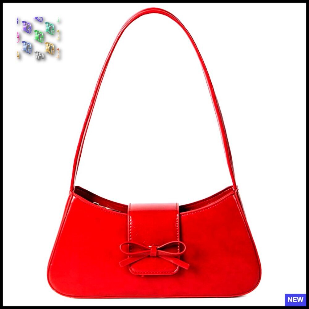 Coquette Bow Purse Y2K Mini Hobo Handbag Faux Leather Small Shoulder Bag - Picture 1 of 7